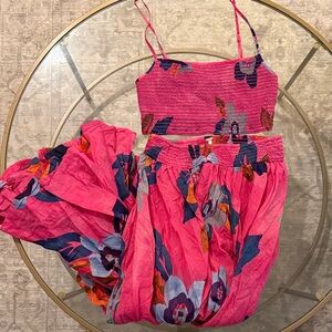 Free People Pink Floral Two-Piece Set